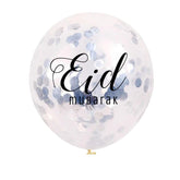 Ballonnen Eid Mubarak confetti zilver (5 stuks)